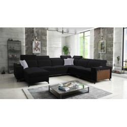 Moderner Ecksofa U Alto VIII mit Lamellen - Flechtwerk, Sawana 14