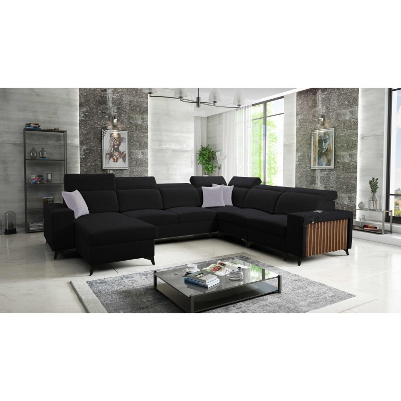Modern Corner Sofa U Alto VIII with Slats - Wicker, Sawana 14
