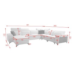 Modern Corner Sofa U Alto VIII with Slats - Weave, Sawana 21