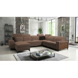Modern Corner Sofa U Alto VIII with Slats - Wicker, Sawana 25