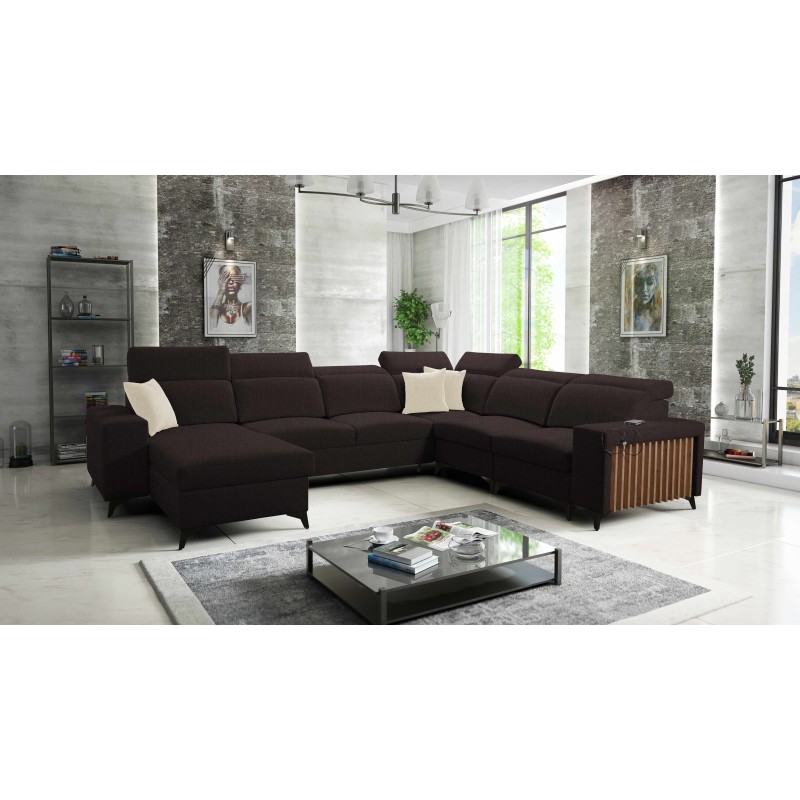 Moderner Ecksofa U Alto VIII mit Lamellen - Geflecht, Sawana 26