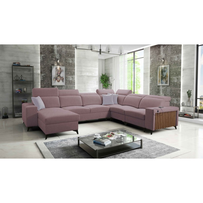 Modern Corner Sofa U Alto VIII with Slats - Wicker, Sawana 61