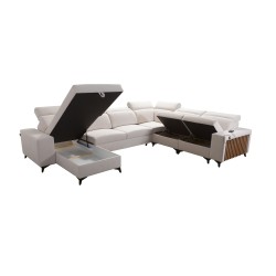 Modern Corner Sofa U Alto VIII with Slats - Wicker, Sawana 61