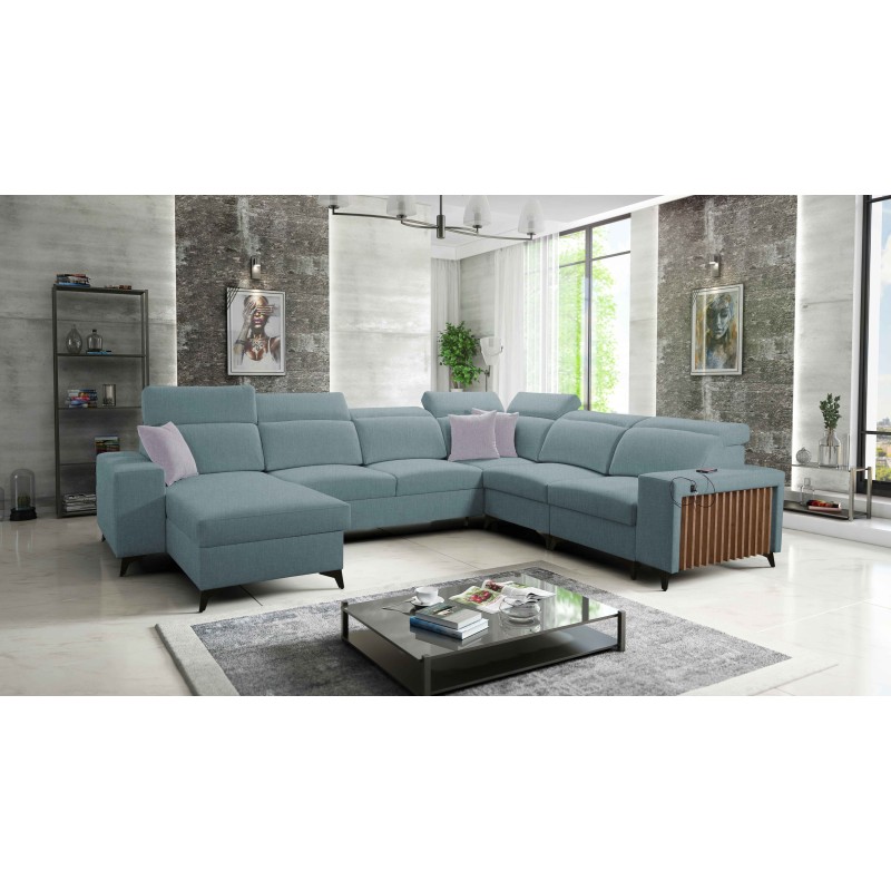 Moderner Ecksofa U Alto VIII mit Lamellen - Geflecht, Sawana 72