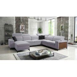 Modern Corner Sofa U Alto VIII with Slats - Wicker, Sawana 84
