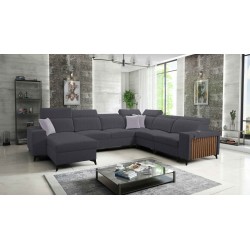 Modern Corner Sofa U Alto VIII with Slats - Weave, Sawana 96