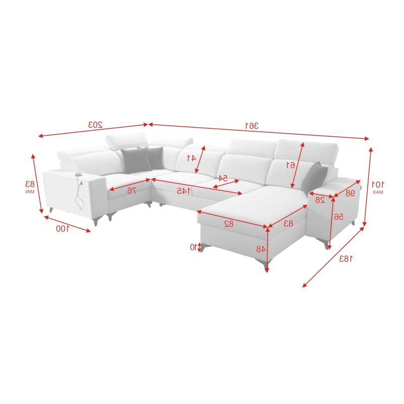 U-shaped Alto IV Mix sectional sofa with a sleeping function - Elegance and functionality in one!
