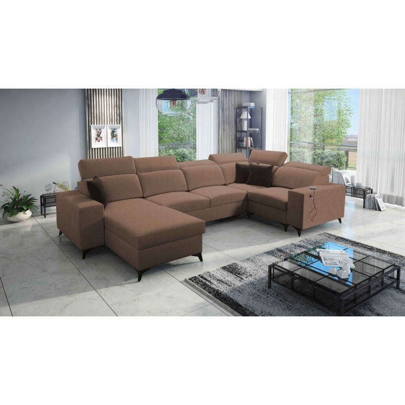 Sofá esquinero en forma de U Alto IV Mix con función para dormir: ¡Elegancia y funcionalidad en uno!