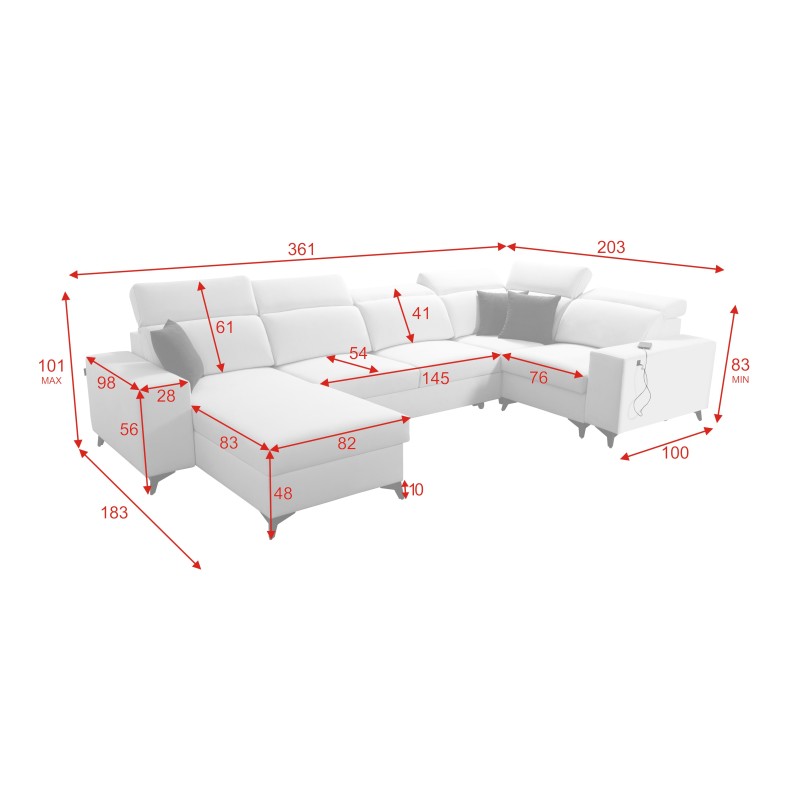U-shaped Alto IV Mix sectional sofa with a sleeping function - Elegance and functionality in one!