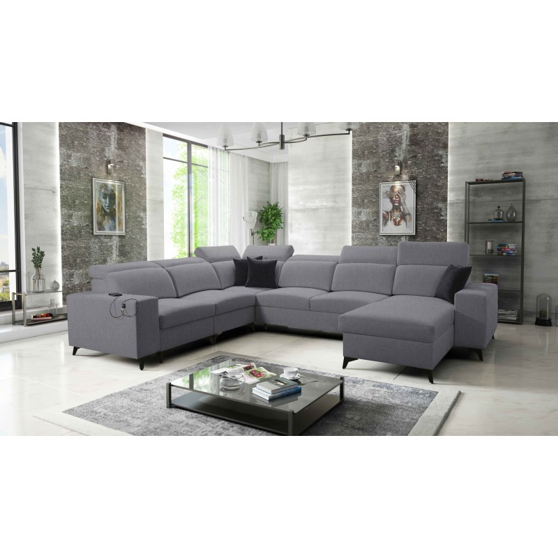 Esquinero en forma de U Alto VIII Mix con función de cama - ideal para la sala de estar y el dormitorio.