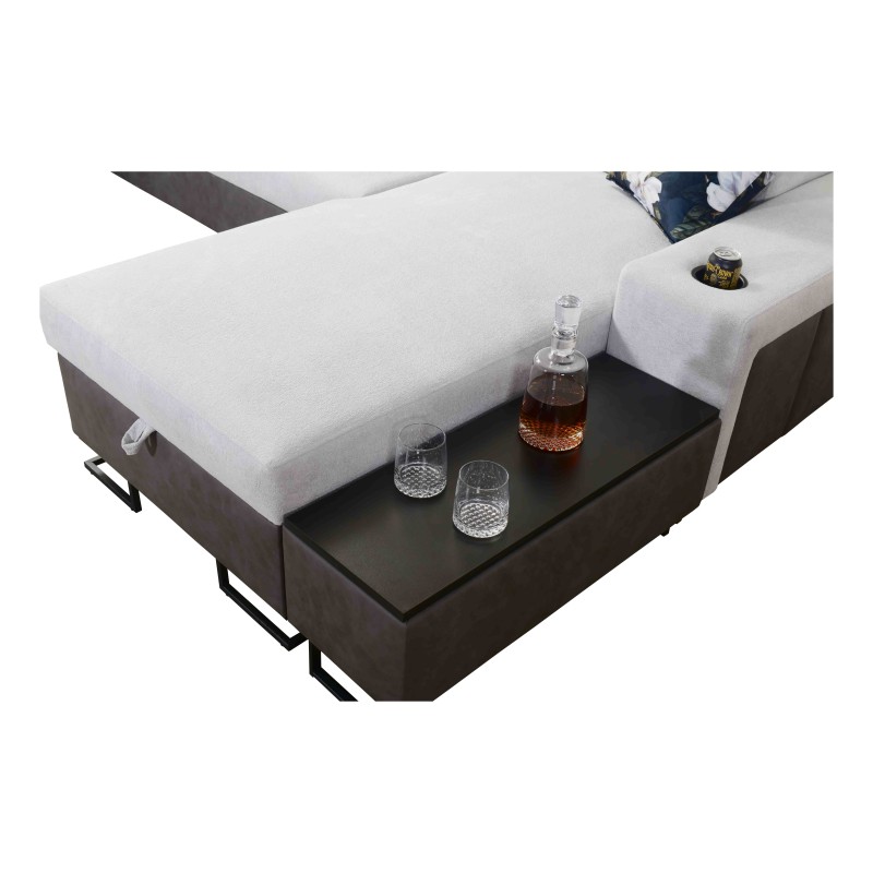 Esquina Prestige XII Maxi con función de cama, puerto USB en tela Suave al tacto, Freya 210.02 + Tauro 8202 | Tu salón al no