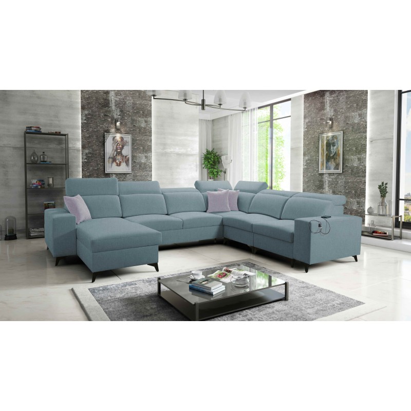 Esquinero en forma de U Alto VIII Mix con función de cama - ideal para la sala de estar y el dormitorio.