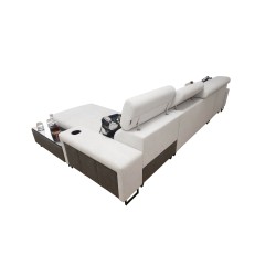 Prestige XII Maxi Ecksofa mit Schlaffunktion, USB-Anschluss in Stoff Weich im Griff, Freya 210.02 + Tauro 8202 | Dein Wohnzimmer