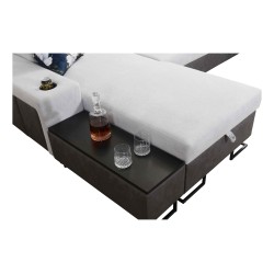 Prestige XII Maxi corner sofa with a sleeping function, USB port, in Soft to the touch fabric, Freya 210.24 + Tauro 8207 | Your 