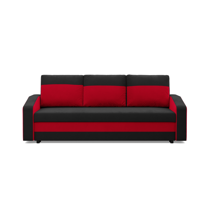 ORION Sofa, Polsterung - Federkern, Farbe - SCHWARZ + ROT