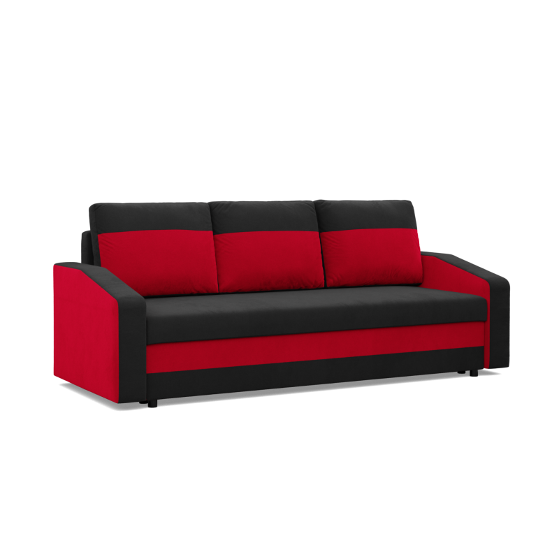 ORION Sofa, Polsterung - Federkern, Farbe - SCHWARZ + ROT