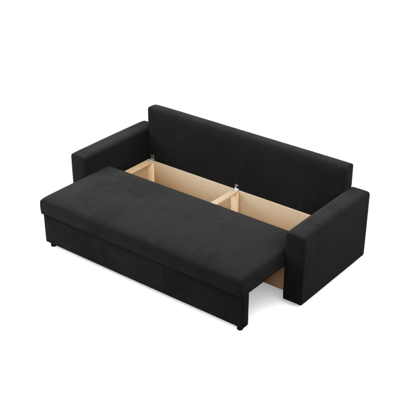 Sofa NEO Mikro, Füllung - Schaumstoff, Farbe - SCHWARZ, Art der Armlehne - Einfach