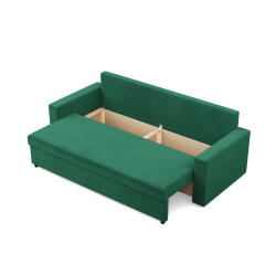 Sofa NEO Kronos, Füllung - Federkern, Farbe - FLASCHENGRÜN, Art der Armlehne - Einfach