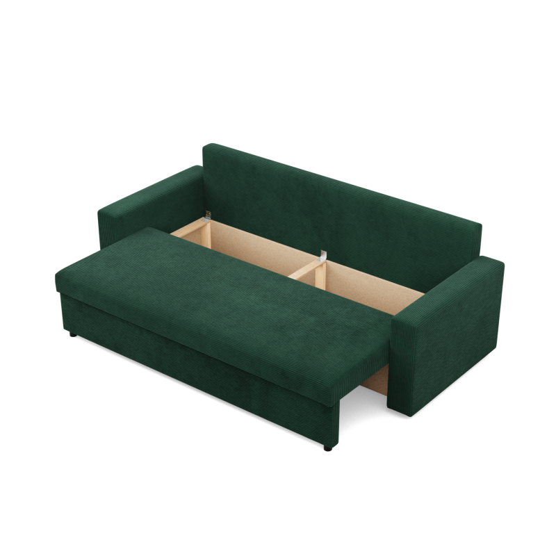 Sofa NEO Poso, Füllung - Federkern, Farbe - FLASCHENGRÜN, Art der Armlehne - Gerade