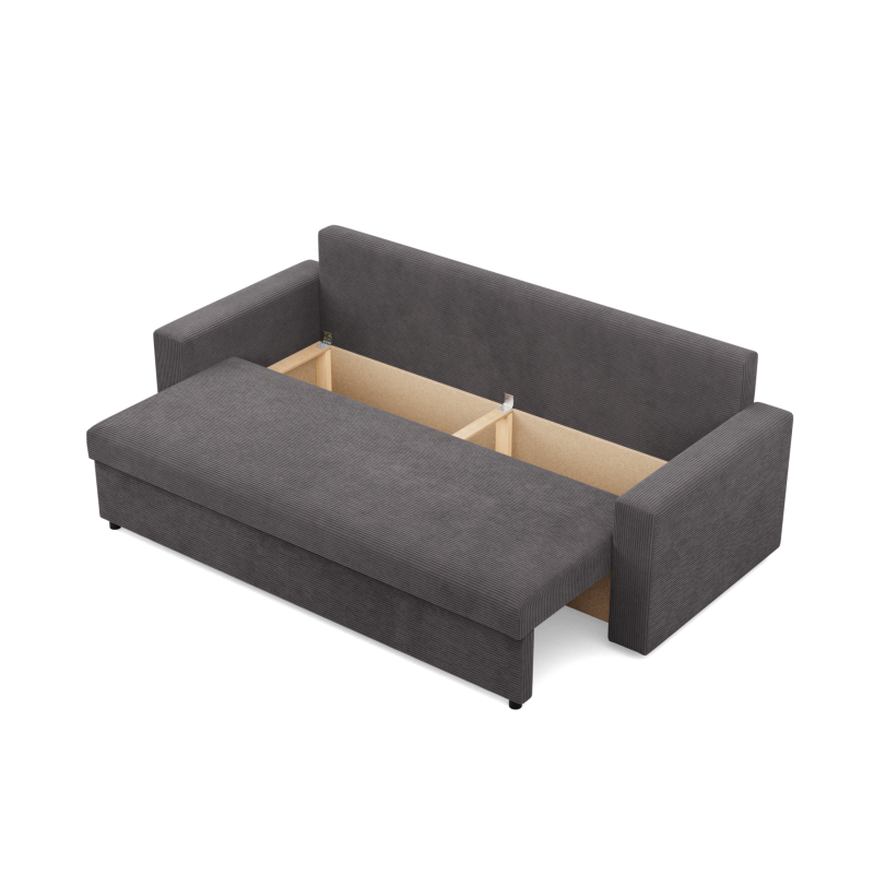 Kanapa NEO Poso , Wypełnienie - Sprężynowe, Kolor - CIEMNY SZARY, Rodzaj podłokietnika - Prosty