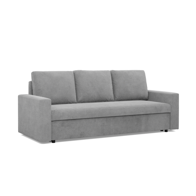 Kanapa NEO Poso , Wypełnienie - Sprężynowe, Kolor - JASNY SZARY, Rodzaj podłokietnika - Prosty