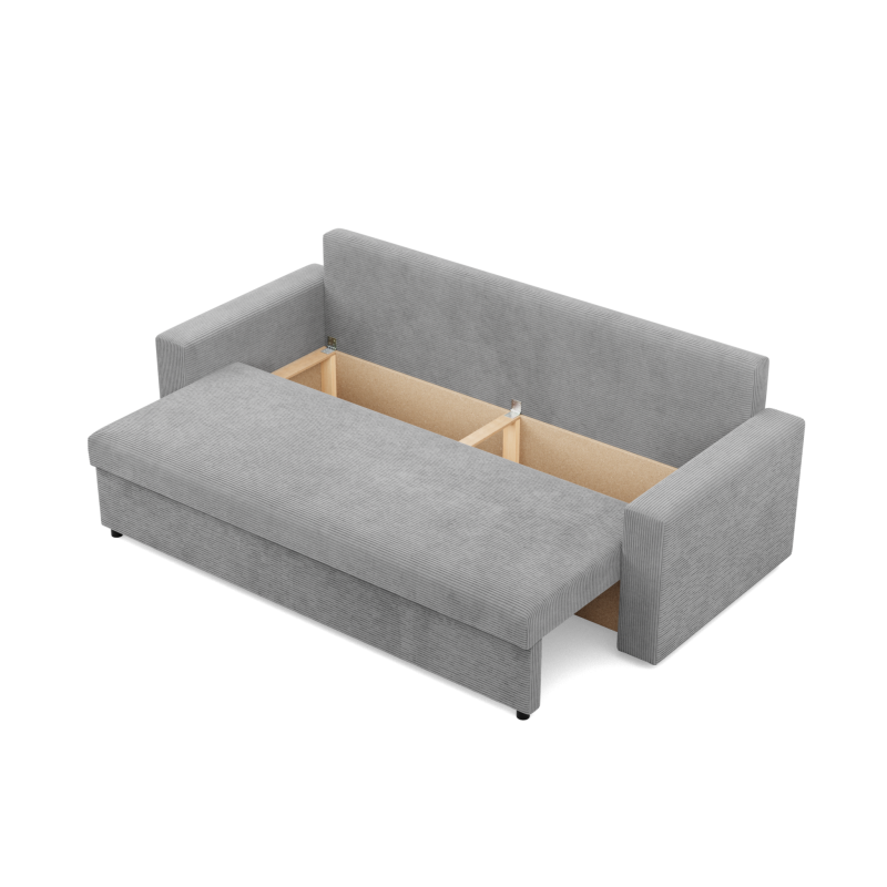 Kanapa NEO Poso , Wypełnienie - Sprężynowe, Kolor - JASNY SZARY, Rodzaj podłokietnika - Prosty