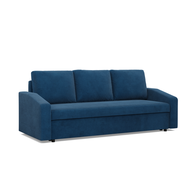 Sofa NEO Poso, Polsterung - Federkern, Farbe - MARINEBLAU, Armlehnenart - Schräg