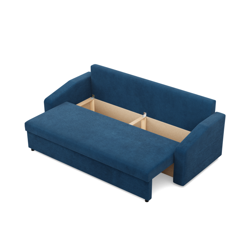 Sofa NEO Poso, Polsterung - Federkern, Farbe - MARINEBLAU, Armlehnenart - Schräg