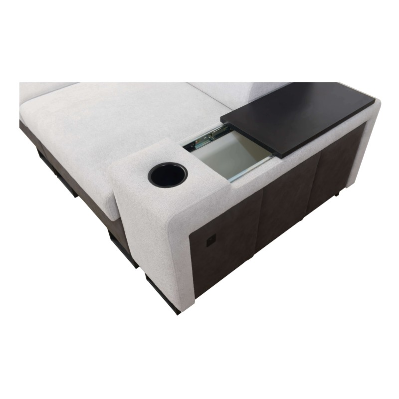 Esquina Prestige XII Maxi con función de cama, puerto USB en tela Suave al tacto, Freya 210.04 + Tauro 8203 | Tu salón a la medi