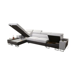 Esquina Prestige XII Maxi con función de cama, puerto USB en tela Suave al tacto, Freya 210.04 + Tauro 8203 | Tu salón a la medi