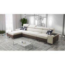 Narożnik Prestige XII Maxi z funkcją spania, portem usb w tkaninie Miękka w dotyku, Freya 210.02 + Tauro 8202 | Twój salon na no