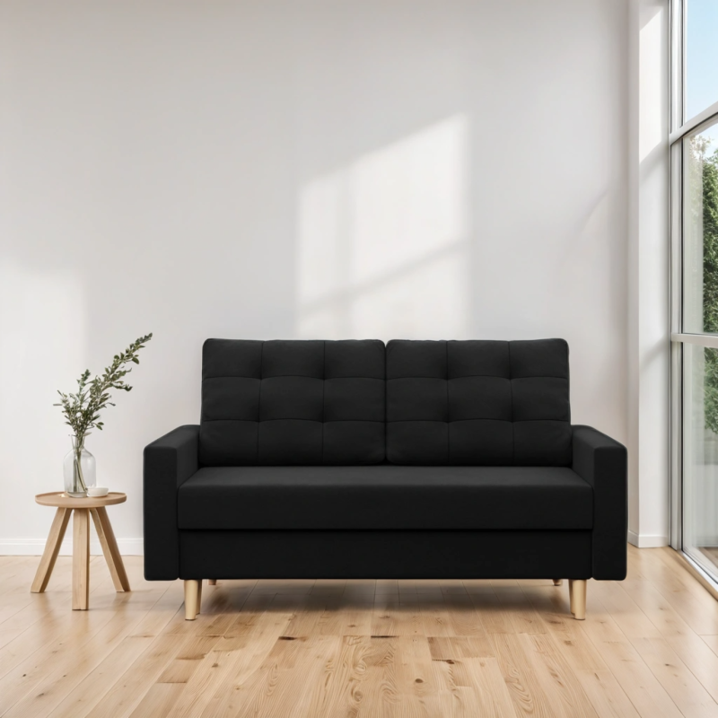 Sofa BLANK , Rodzaj tkaniny - I grupa, Wypełnienie - Piankowe, Kolor - CZARNY