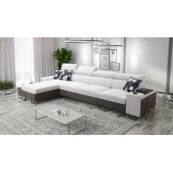 Prestige XII Maxi Ecksofa mit Schlaffunktion, USB-Anschluss in dem Stoff Weich im Griff, Freya 210.18 + Tauro 8207 | Ihr Wohnzim