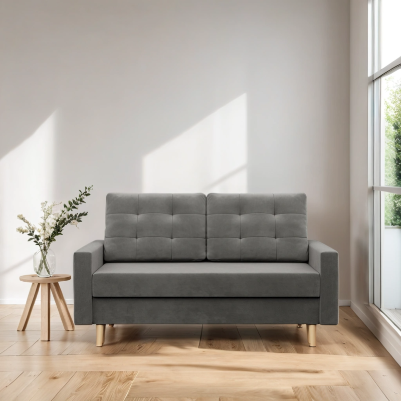 Sofa BLANK , Rodzaj tkaniny - II grupa, Wypełnienie - Sprężynowe, Kolor - JASNY SZARY