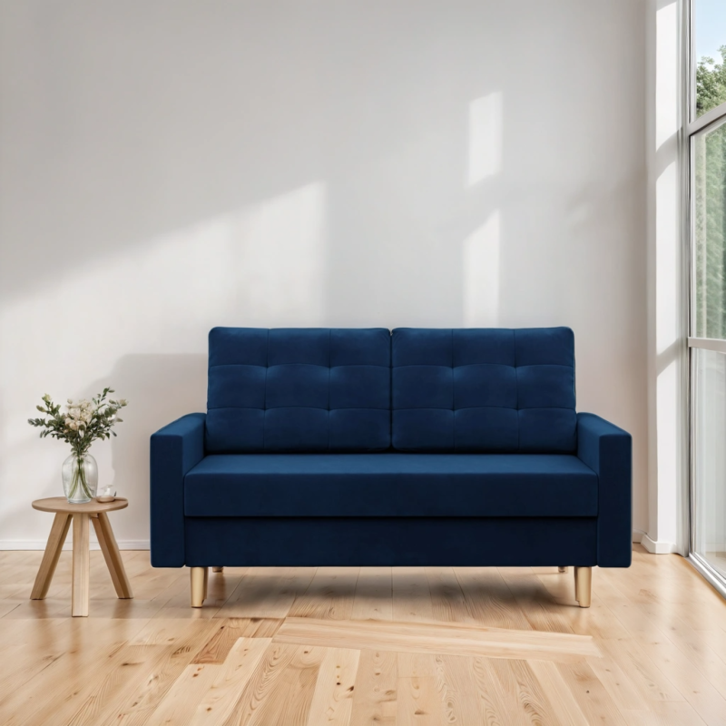 Sofa BLANK , Rodzaj tkaniny - II grupa, Wypełnienie - Sprężynowe, Kolor - GRANATOWY