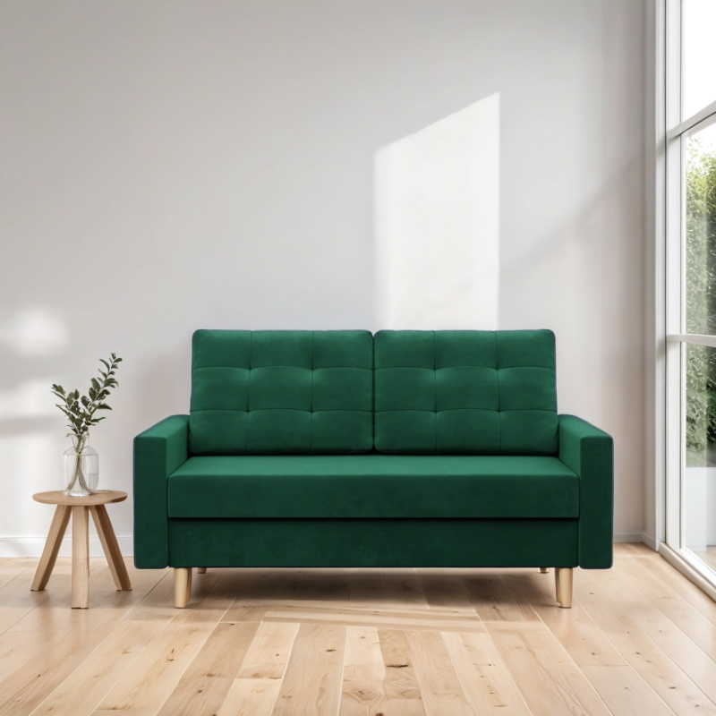 Sofa BLANK , Rodzaj tkaniny - II grupa, Wypełnienie - Sprężynowe, Kolor - BUTELKOWA ZIELEŃ