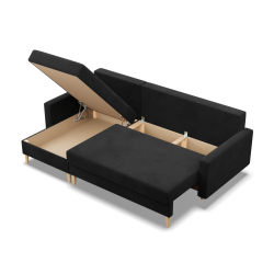 Ecksofa BLANK LL, Stoffart - I Gruppe, Füllung - Schaumstoff, Farbe - SCHWARZ