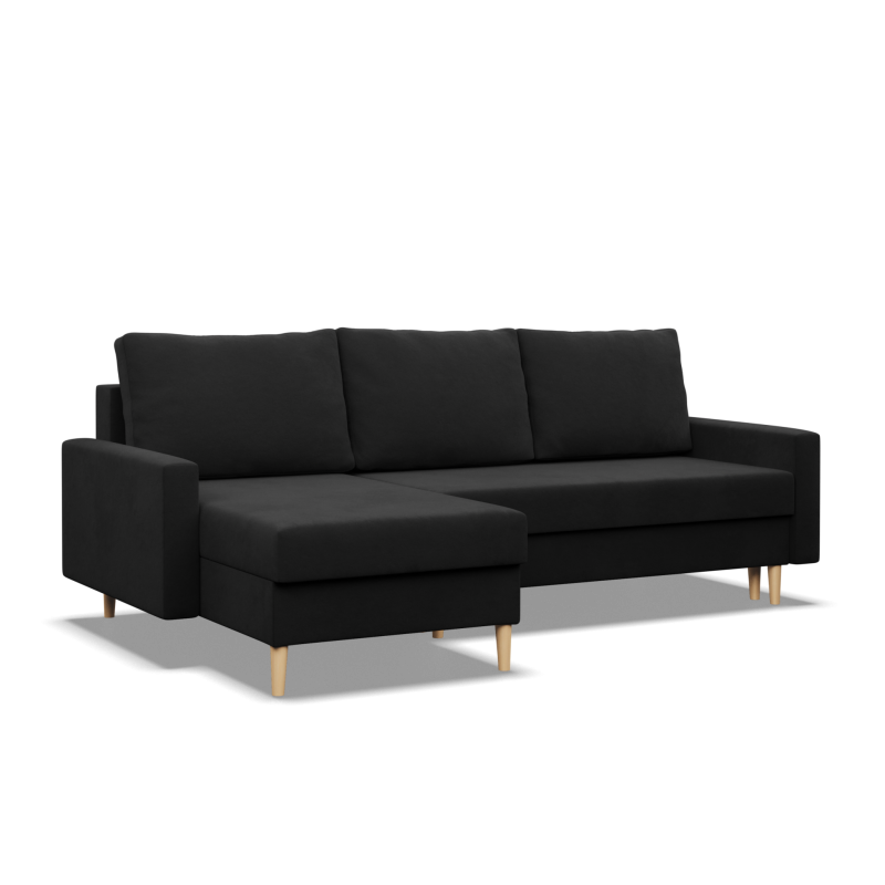 Ecksofa BLANK LL, Stoffart - I Gruppe, Füllung - Schaumstoff, Farbe - SCHWARZ