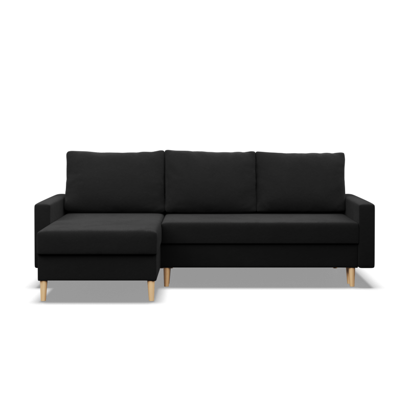 Ecksofa BLANK LL, Stoffart - I Gruppe, Füllung - Schaumstoff, Farbe - SCHWARZ