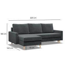 Ecksofa BLANK LL, Stoffart - I Gruppe, Füllung - Schaumstoff, Farbe - GRAU