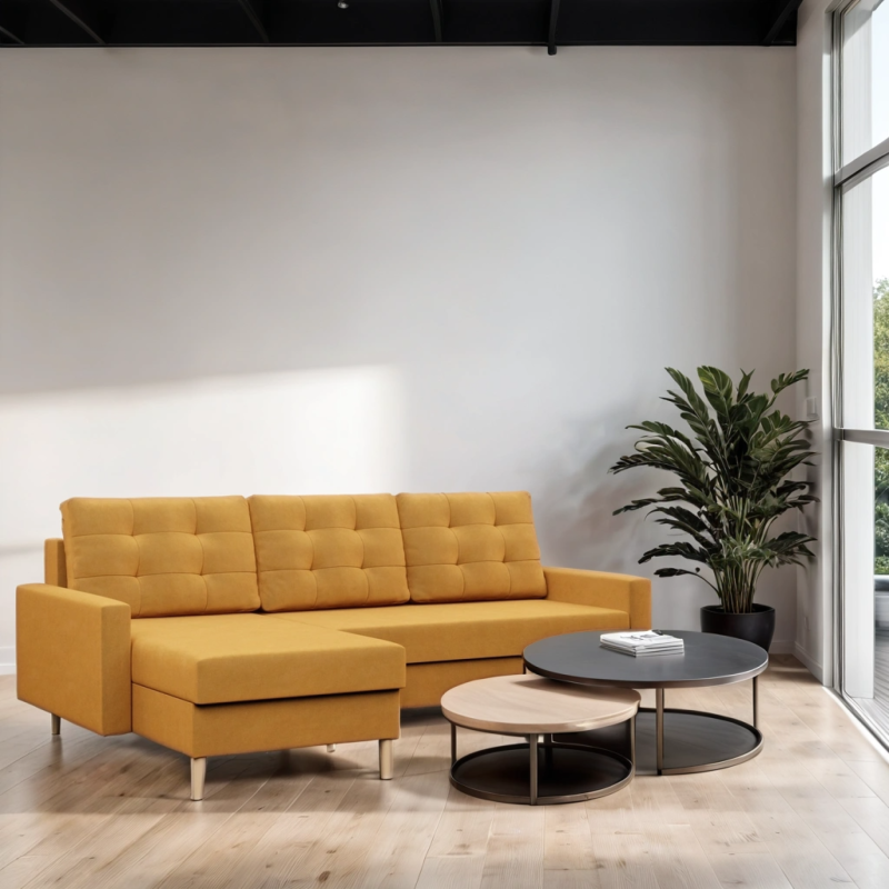 Ecksofa BLANK LL, Stoffart - Gruppe II, Füllung - Federkern, Farbe - GELB