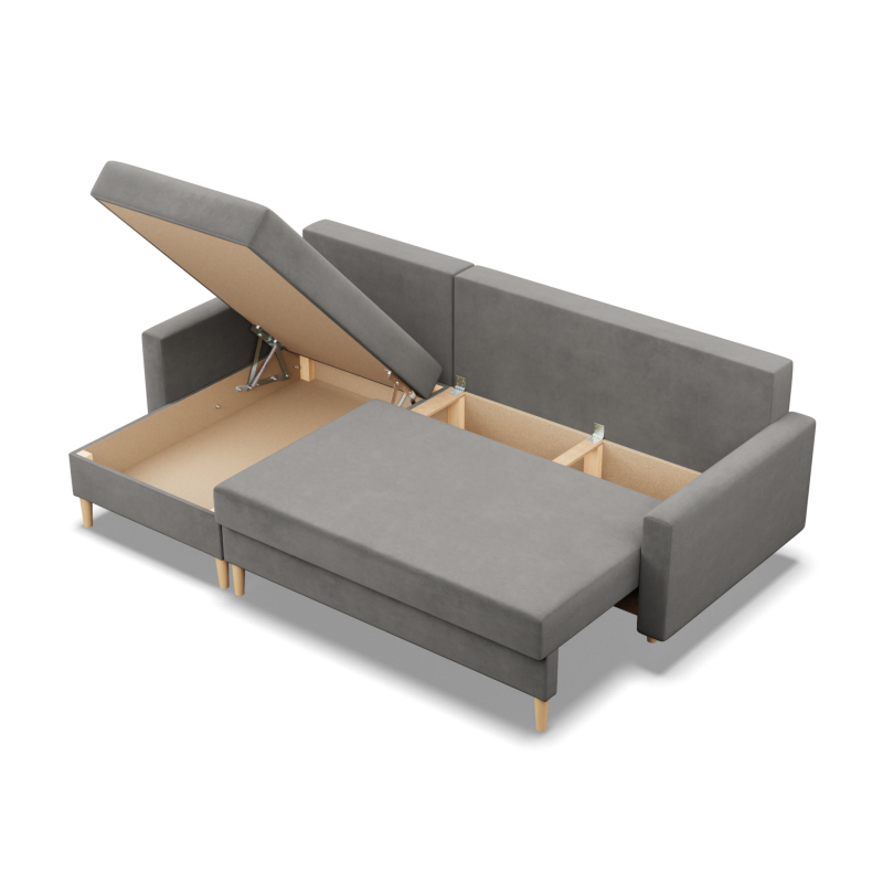 Ecksofa BLANK LL, Stoffart - Gruppe II, Füllung - Federkern, Farbe - HELLGRAU