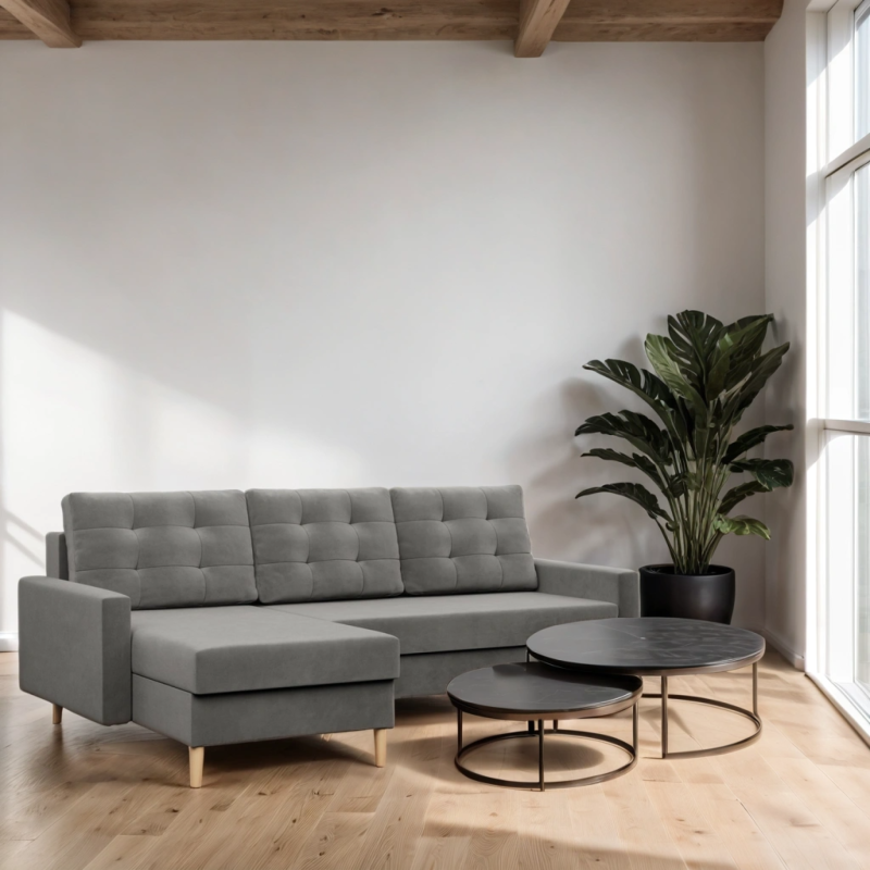 Ecksofa BLANK LL, Stoffart - Gruppe II, Füllung - Federkern, Farbe - HELLGRAU