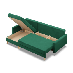 Ecksofa BLANK LL, Stoffart - Gruppe II, Füllung - Federung, Farbe - FLASCHENGRÜN