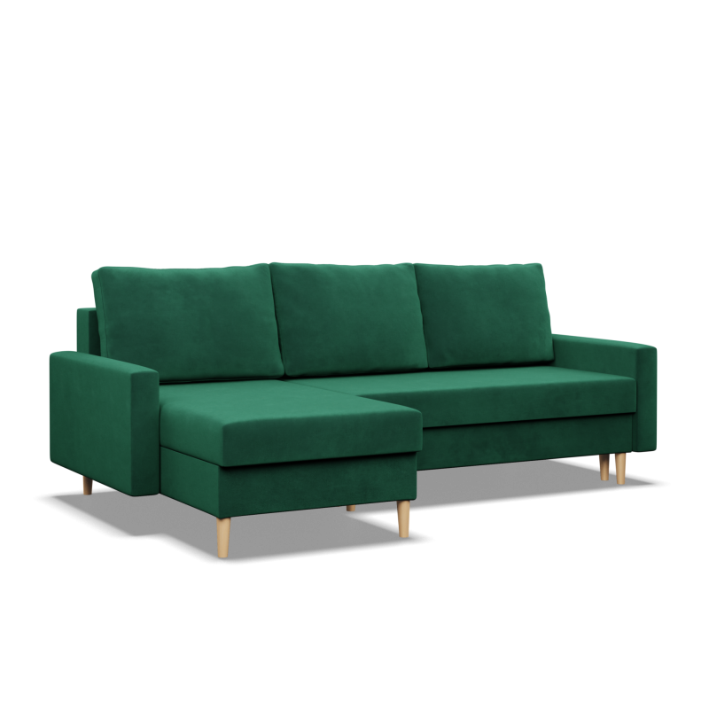 Ecksofa BLANK LL, Stoffart - Gruppe II, Füllung - Federung, Farbe - FLASCHENGRÜN