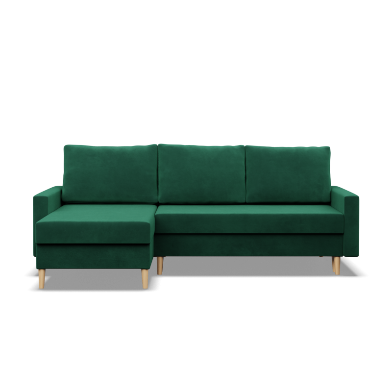 Ecksofa BLANK LL, Stoffart - Gruppe II, Füllung - Federung, Farbe - FLASCHENGRÜN