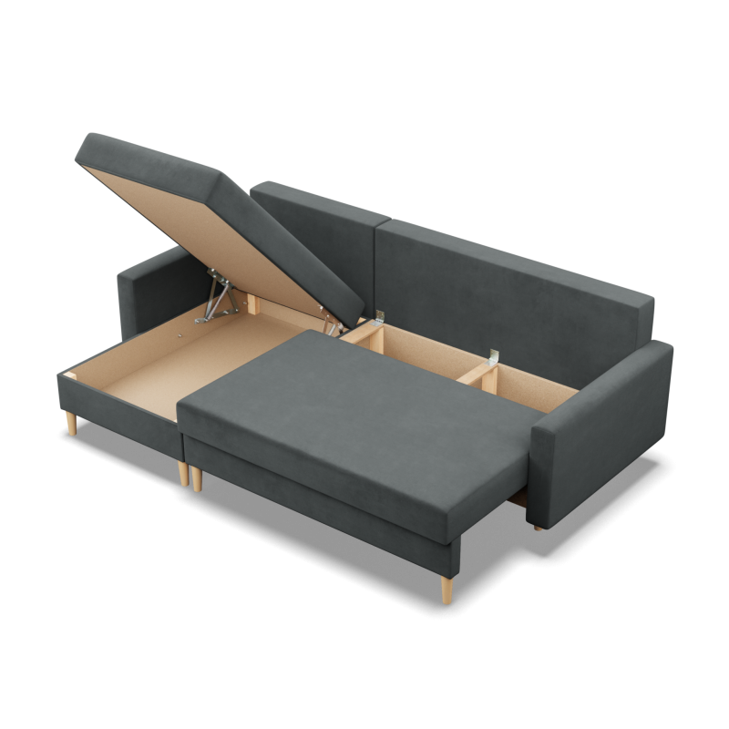 Ecksofa BLANK LL, Stoffart - Gruppe II, Füllung - Federkern, Farbe - DUNKELGRAU