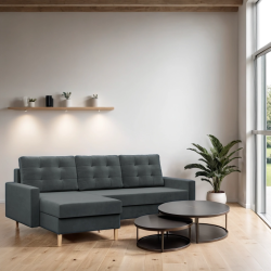 Ecksofa BLANK LL, Stoffart - Gruppe II, Füllung - Federkern, Farbe - DUNKELGRAU