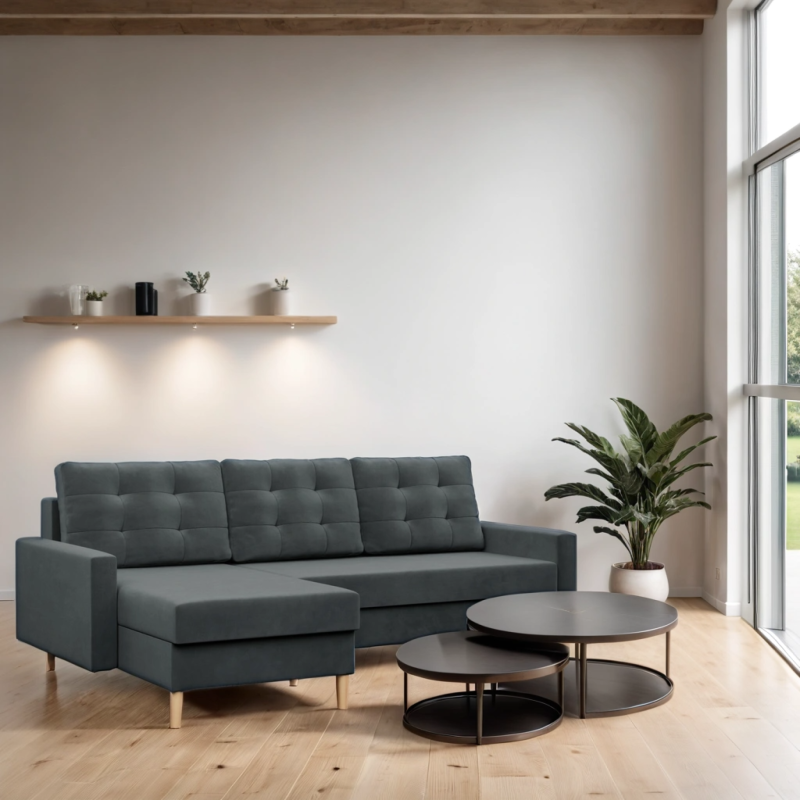 Ecksofa BLANK LL, Stoffart - Gruppe II, Füllung - Federkern, Farbe - DUNKELGRAU