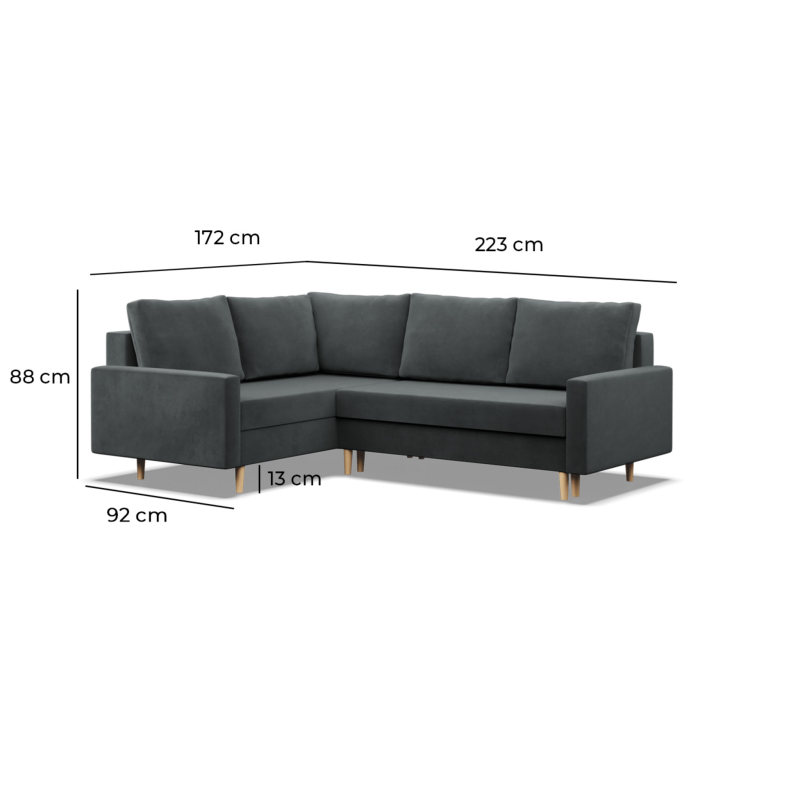 Ecksofa BLANK LO, Stoffart - I Gruppe, Füllung - Schaumstoff, Seite - LINKS, Farbe - GRAU
